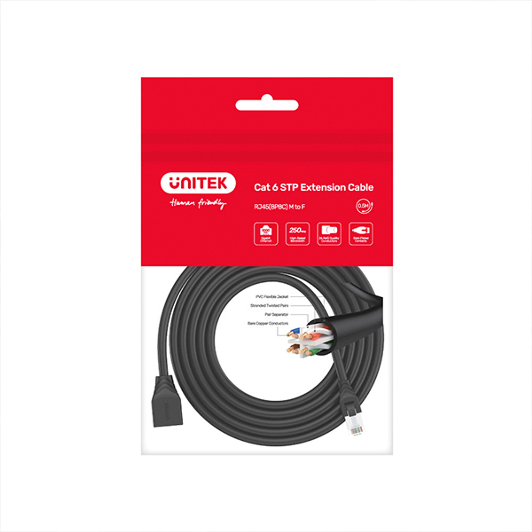 Extensor Cable de Red Cat6 Macho - Hembra 1 Mts