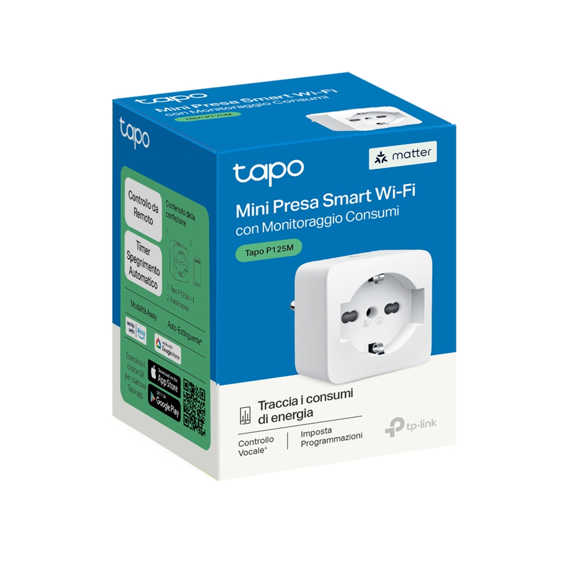 Enchufe Mini Smart WiFi Socket con Monitorización Tapo P125M