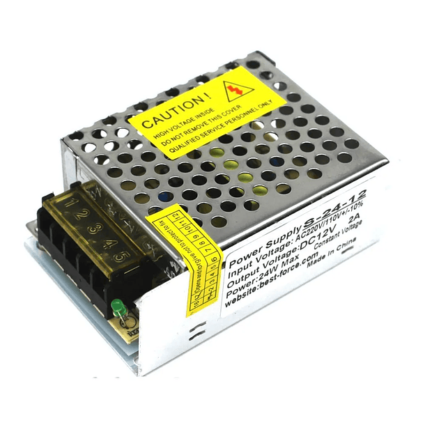 Fuente De Poder 12v 2Amp Para Tira Led Y Cámaras De Seguridad Aluminio