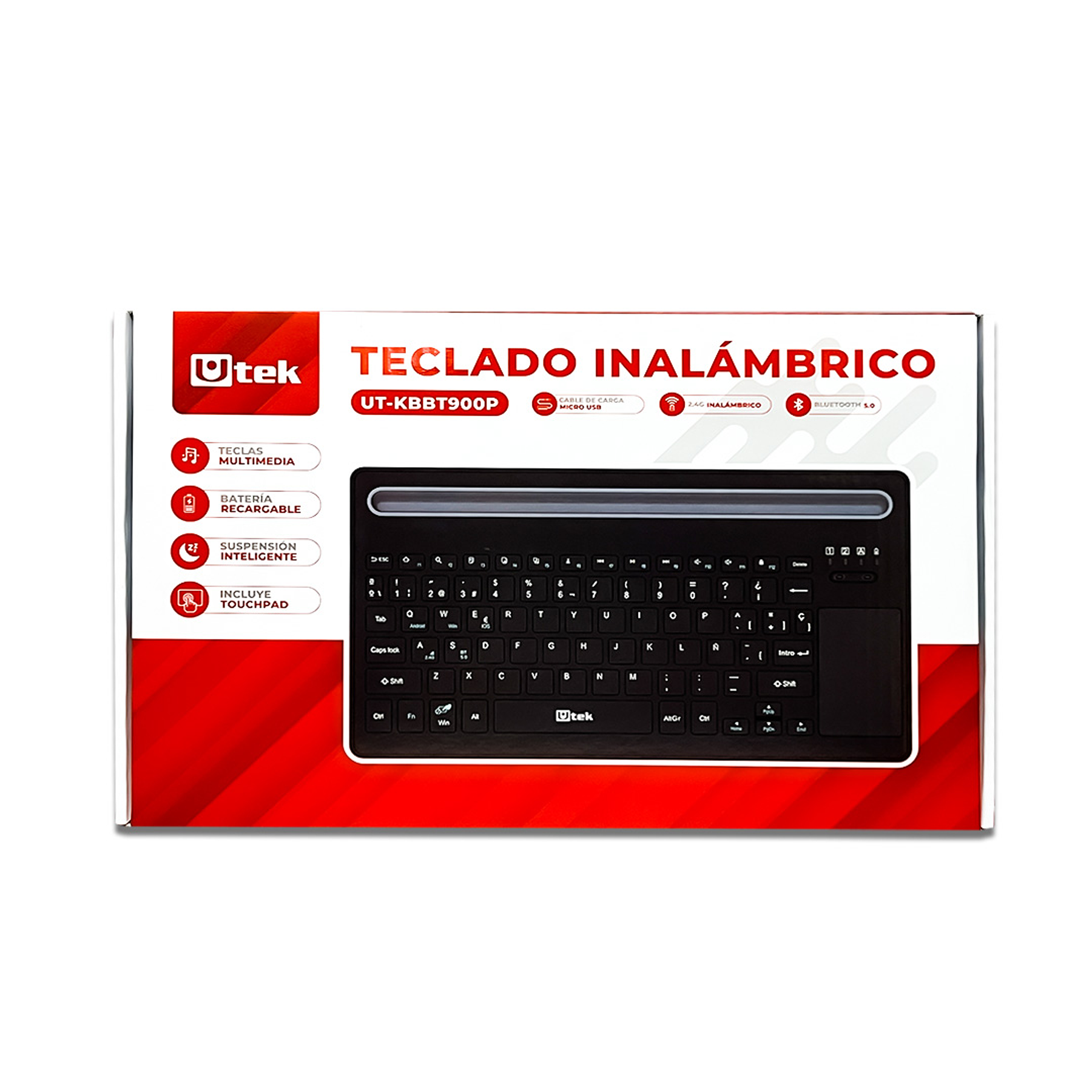 Teclado Inalámbrico con Touchpad Bluetooth 5.0 y 2,4Ghz Recargable