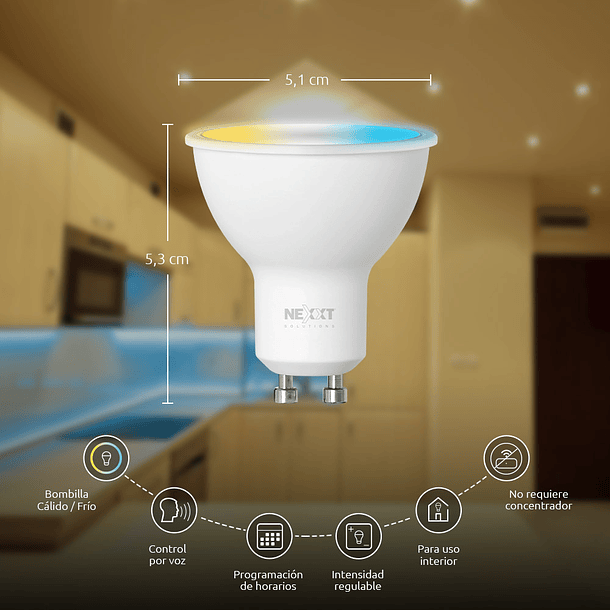 Ampolleta Bombilla Led Inteligente Wifi Nexxt GU10 Pack X3 NHB-W3203PK 2