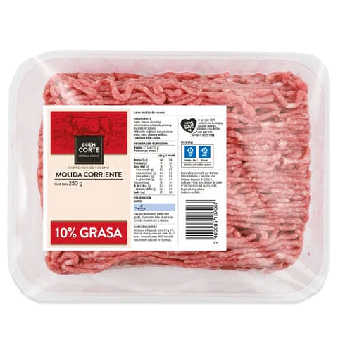 Carne de Vacuno Molida 10% grasa Bandeja 250 g El Buen Corte
