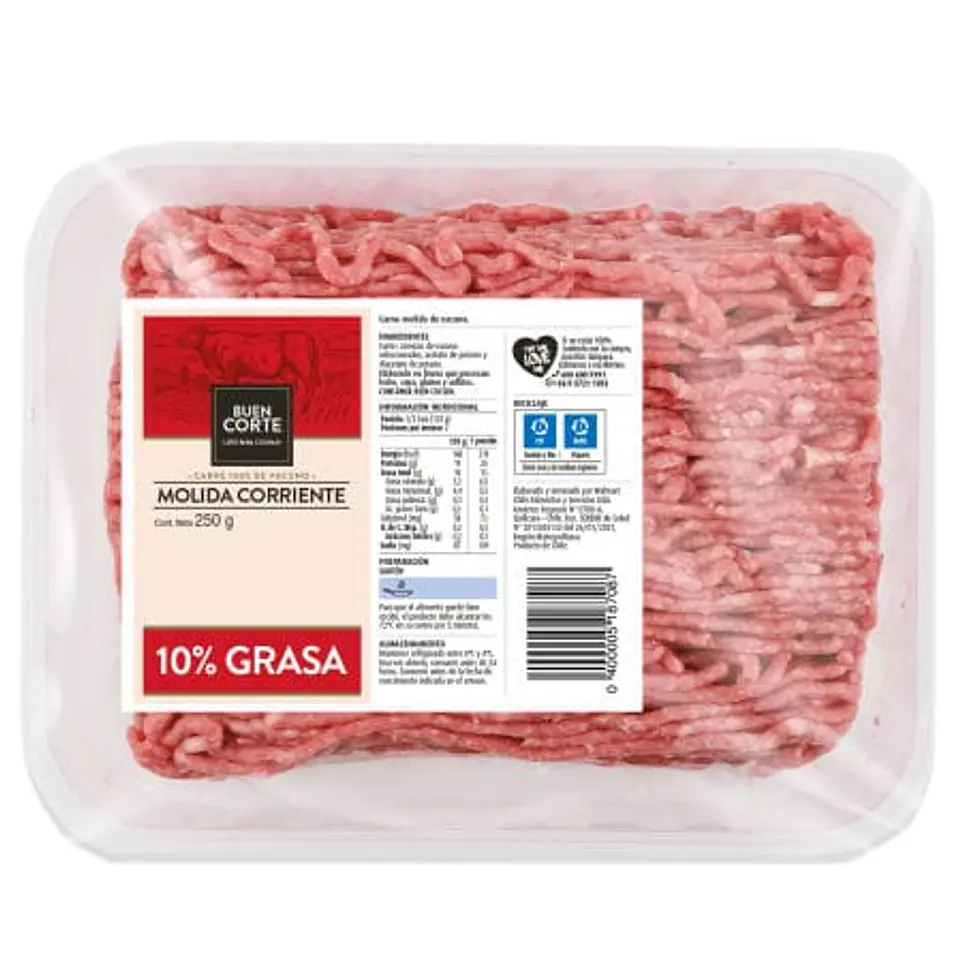 Carne de Vacuno Molida 10% grasa Bandeja 250 g El Buen Corte 1