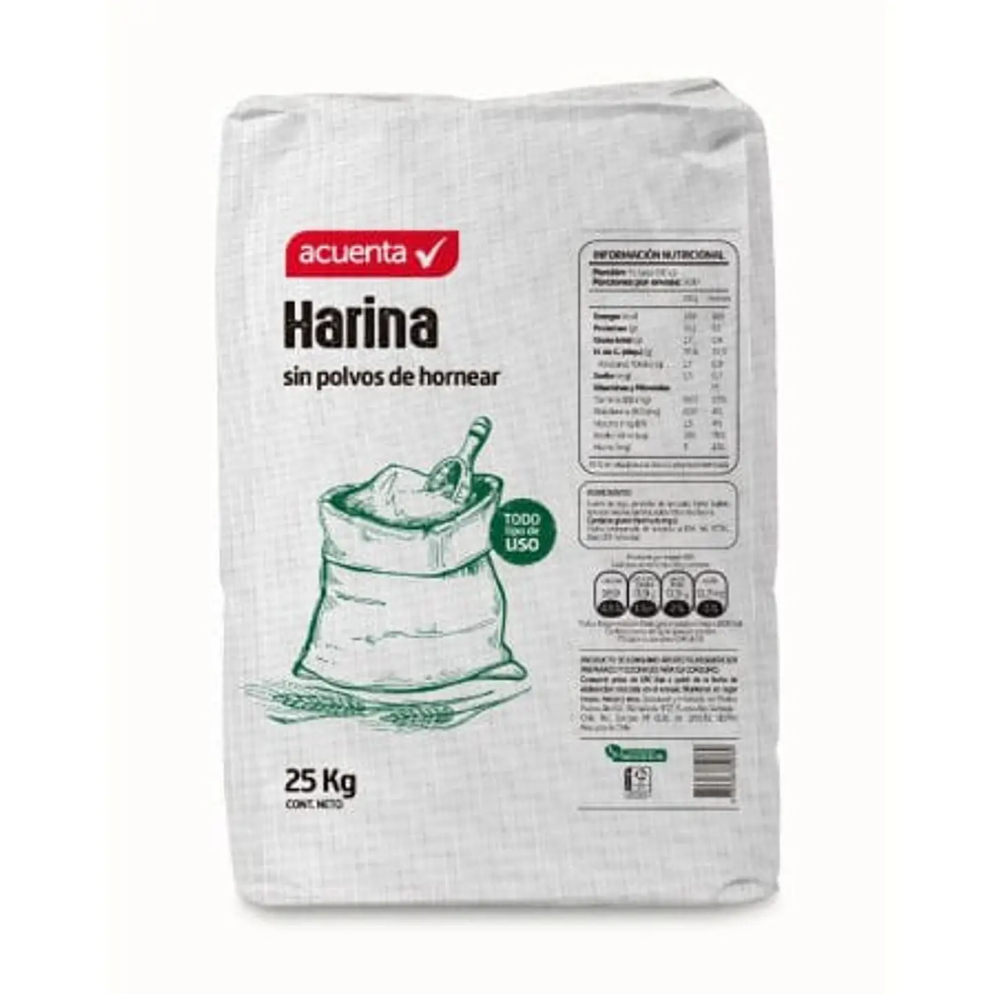 Harina Sin Polvos De Hornear Bolsa 25 kg Acuenta 1