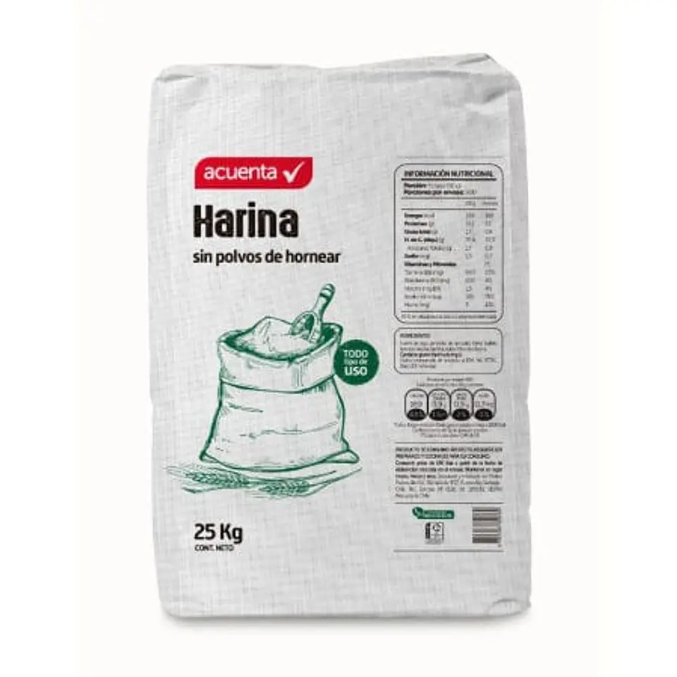 Harina Sin Polvos De Hornear Bolsa 25 kg Acuenta 1