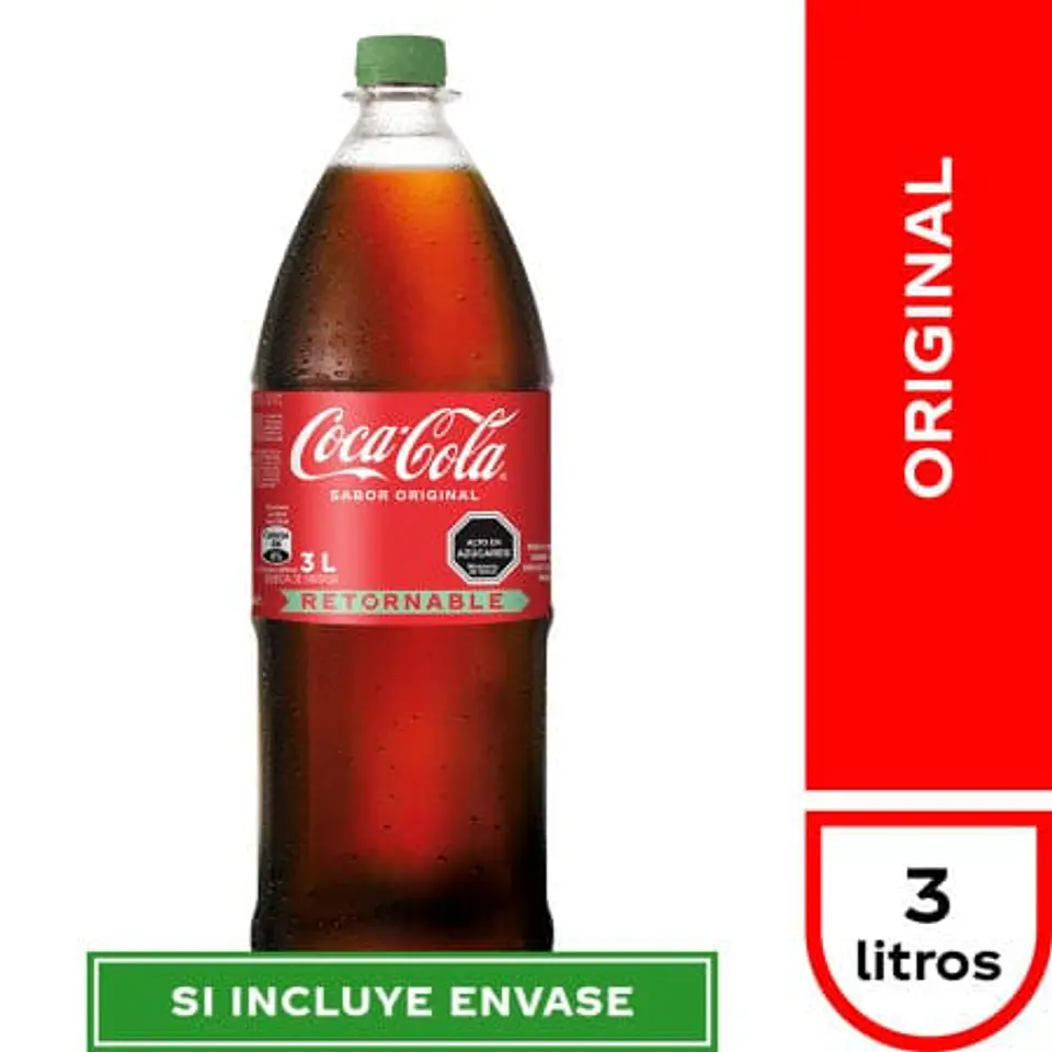Bebida Original Botella Retornable 3 L Coca-Cola 1