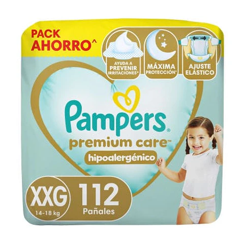 Pañales Pampers Premium Care XXG 112 Un
