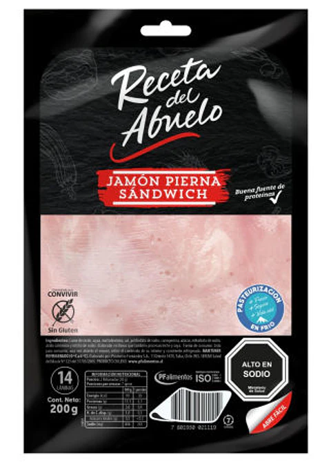 Jamón Pierna Sandwich Tradicional 200 gr Receta del Abuelo
