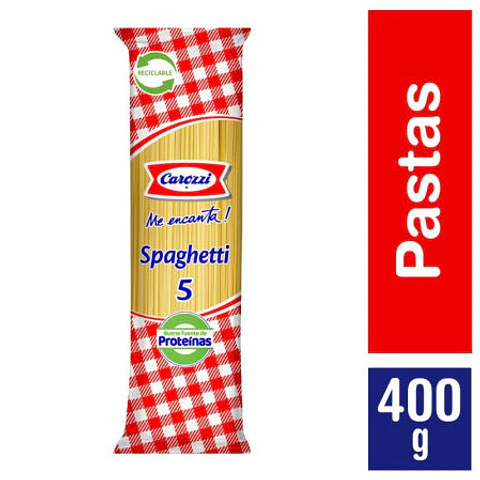 Manga de fideos carozzi 25 unidades de 400 gramos 