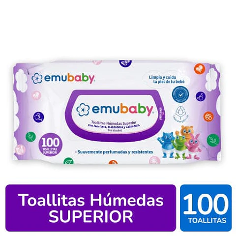 Toallitas Húmedas emubaby Superior Sin Alcohol 100 Un emubaby