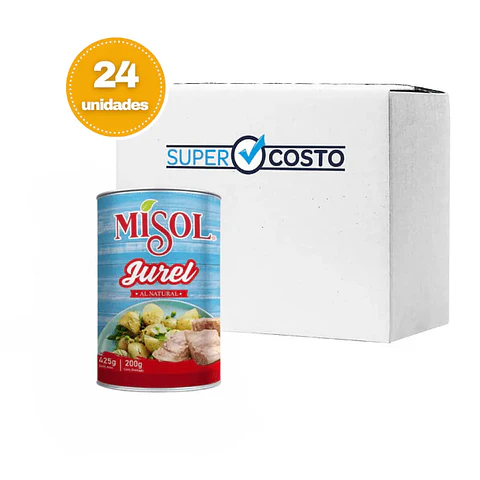 Caja 24 Latas Jurel al natural 425 Gr. Misol | Super Costo ...