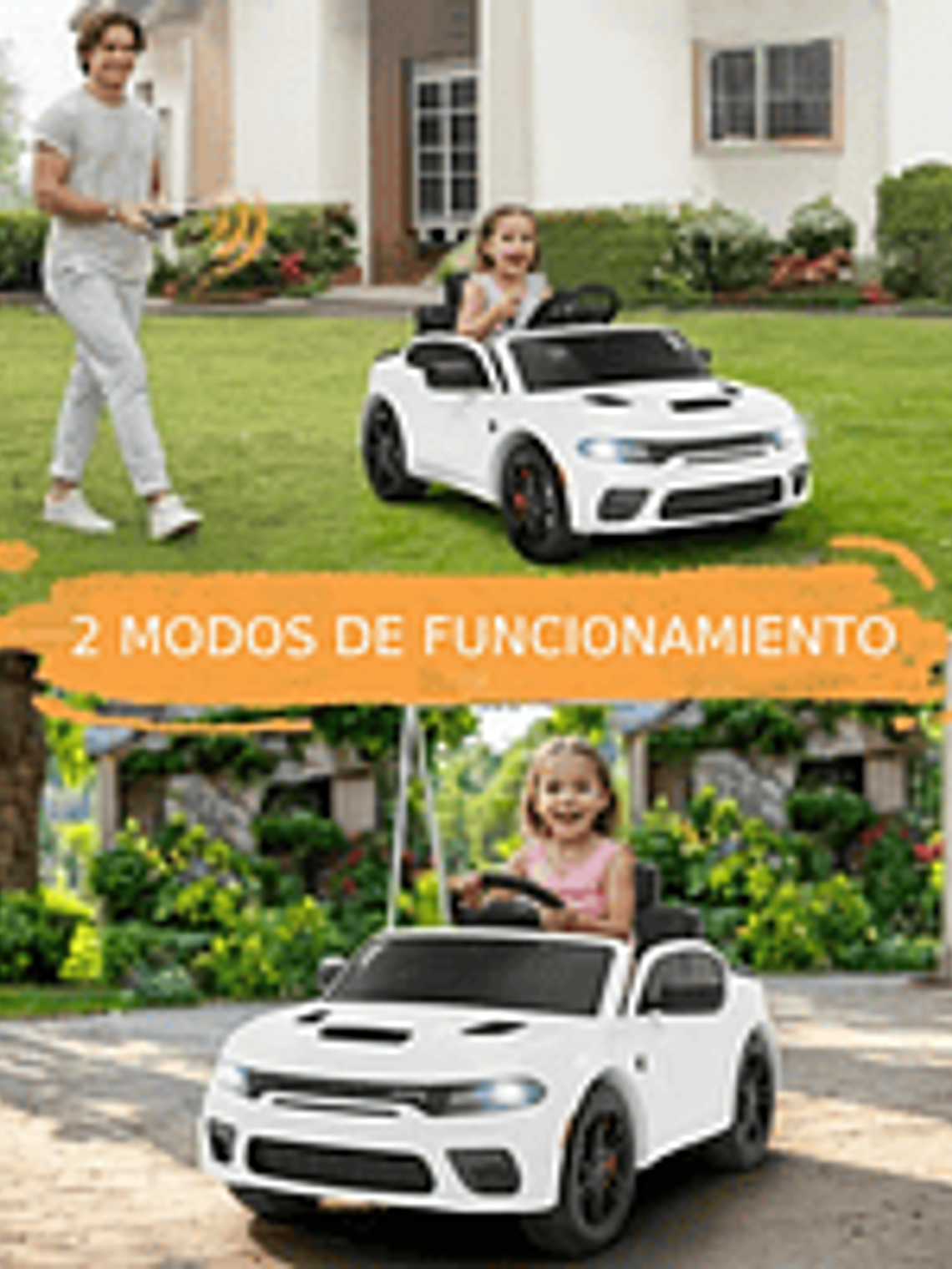 Auto a Batería Dodge Charger Srt Blanco 12V 3