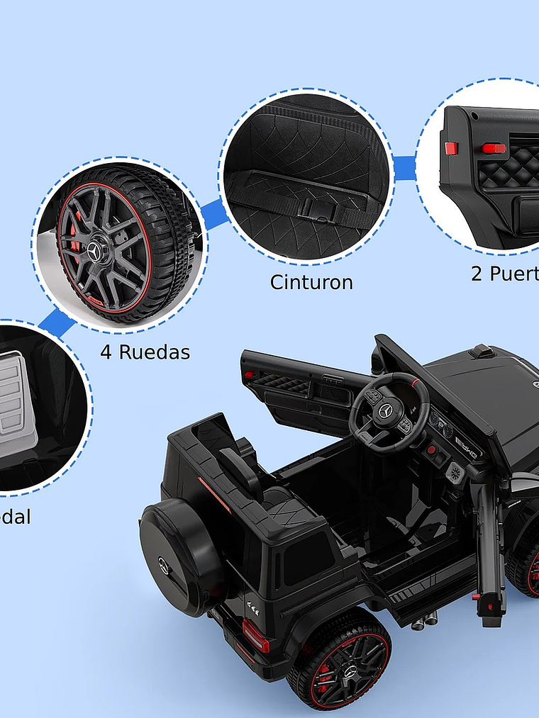 Batería Jeep G63 Con Licencia Mercedes 12V Negro 5