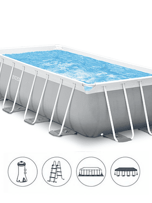 Piscina Estructural Intex Prisma Frame Set 488x244x107 Cm + Bomba + Escalera + Cobertor + Base