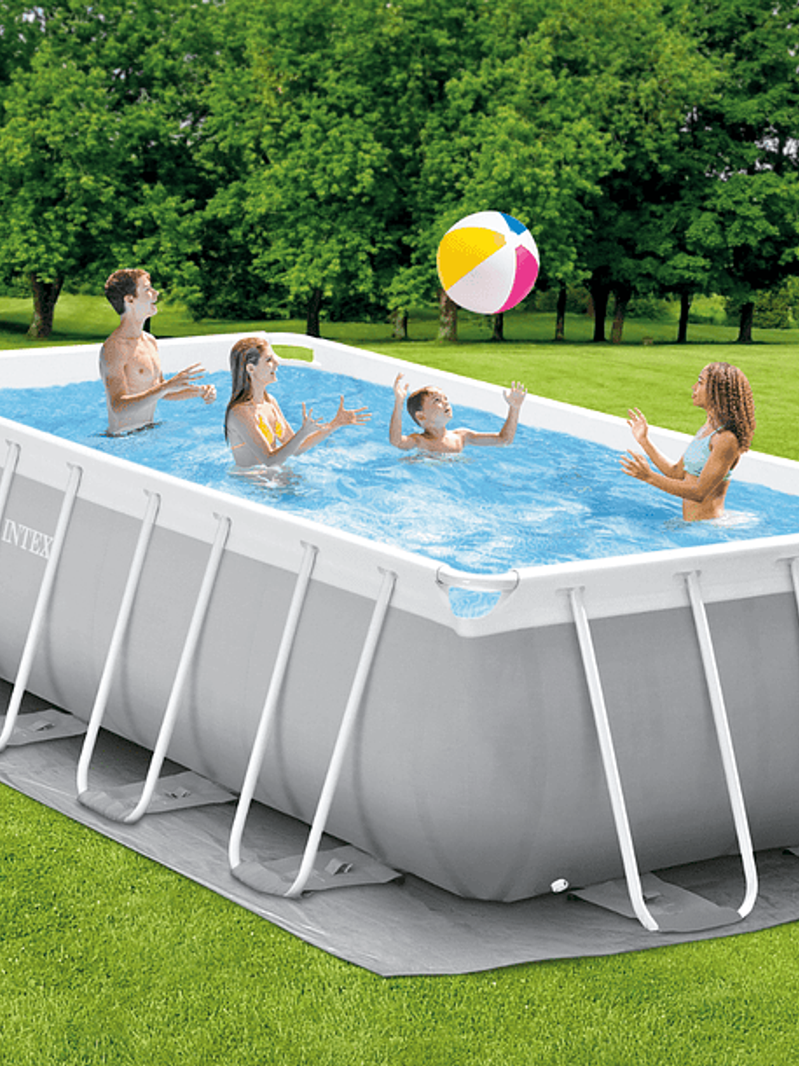 Piscina Estructural Intex Prisma Frame Set 488x244x107 Cm + Bomba + Escalera + Cobertor + Base 4
