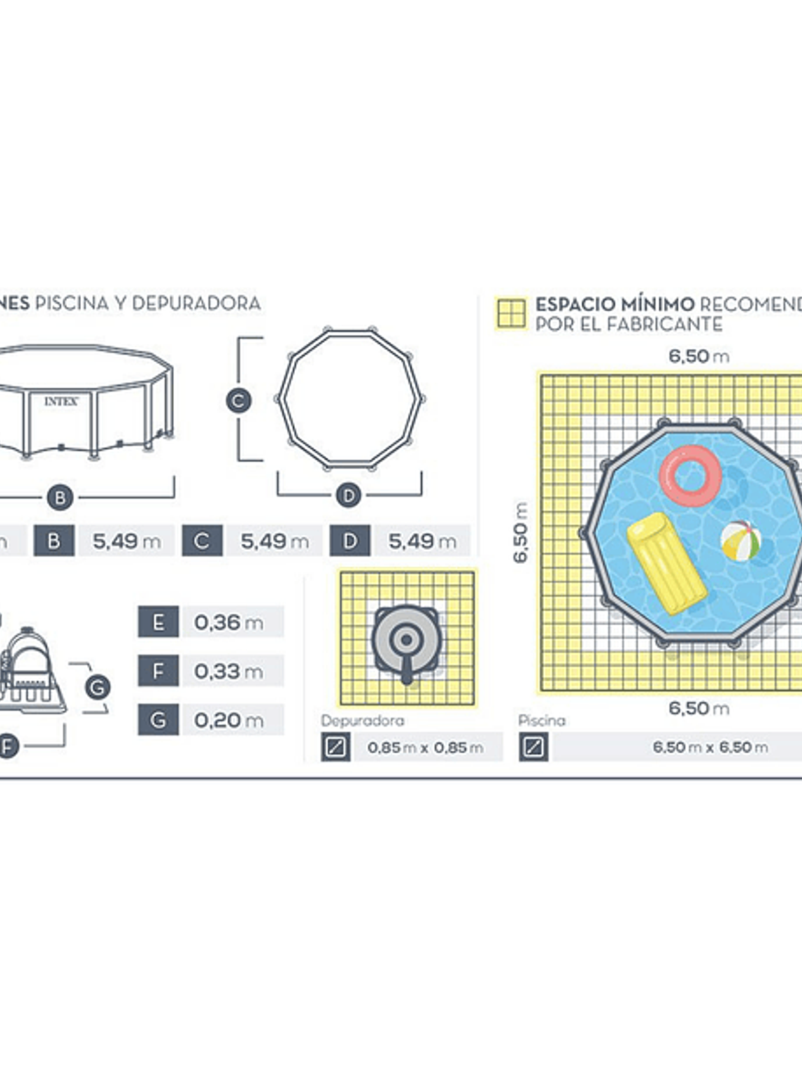 Piscina Estructural Intex Greywood Prisma Frame Set 549x122 Cm + Bomba + Escalera + Cobertor + Base 5