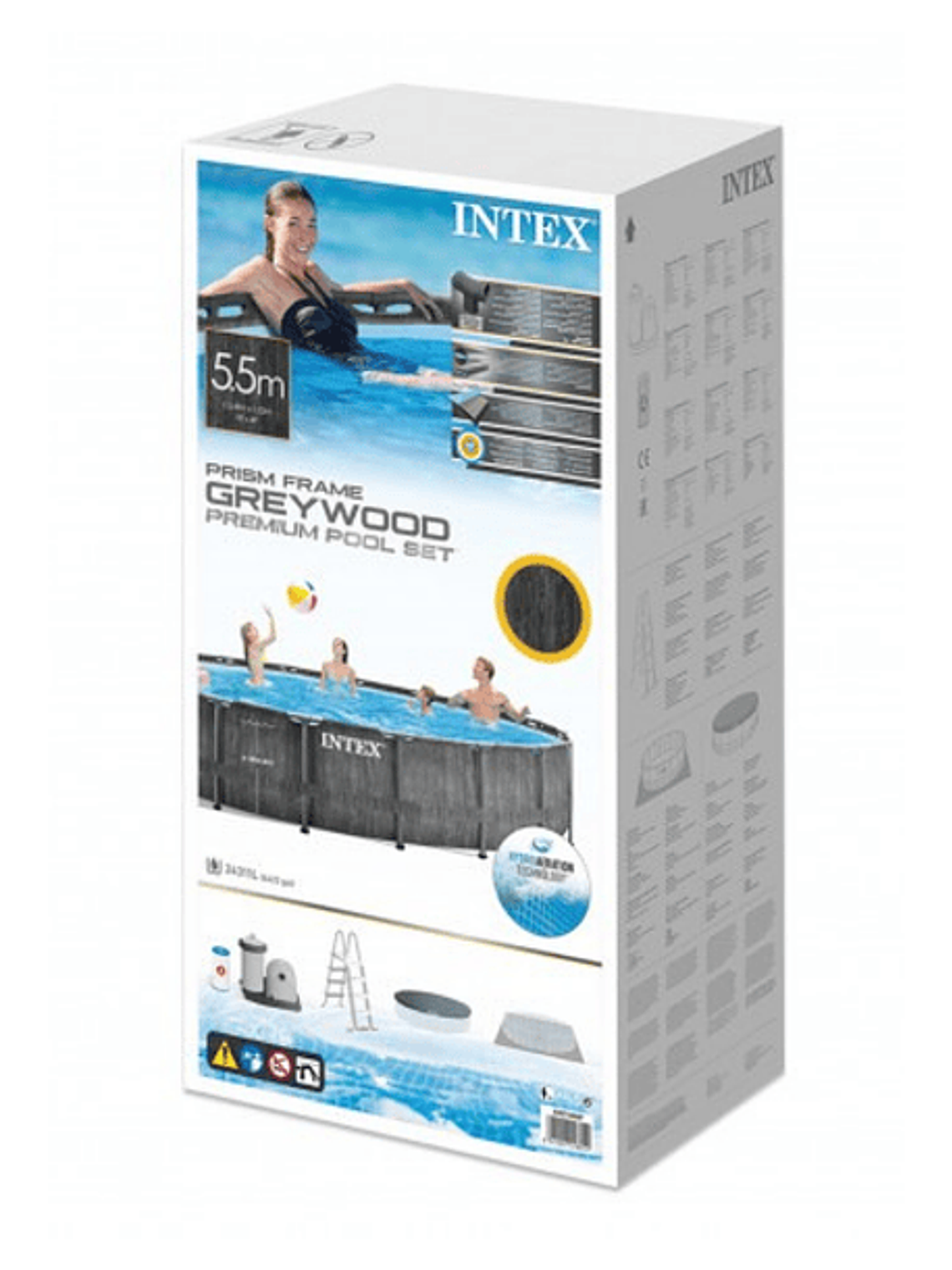 Piscina Estructural Intex Greywood Prisma Frame Set 549x122 Cm + Bomba + Escalera + Cobertor + Base 6