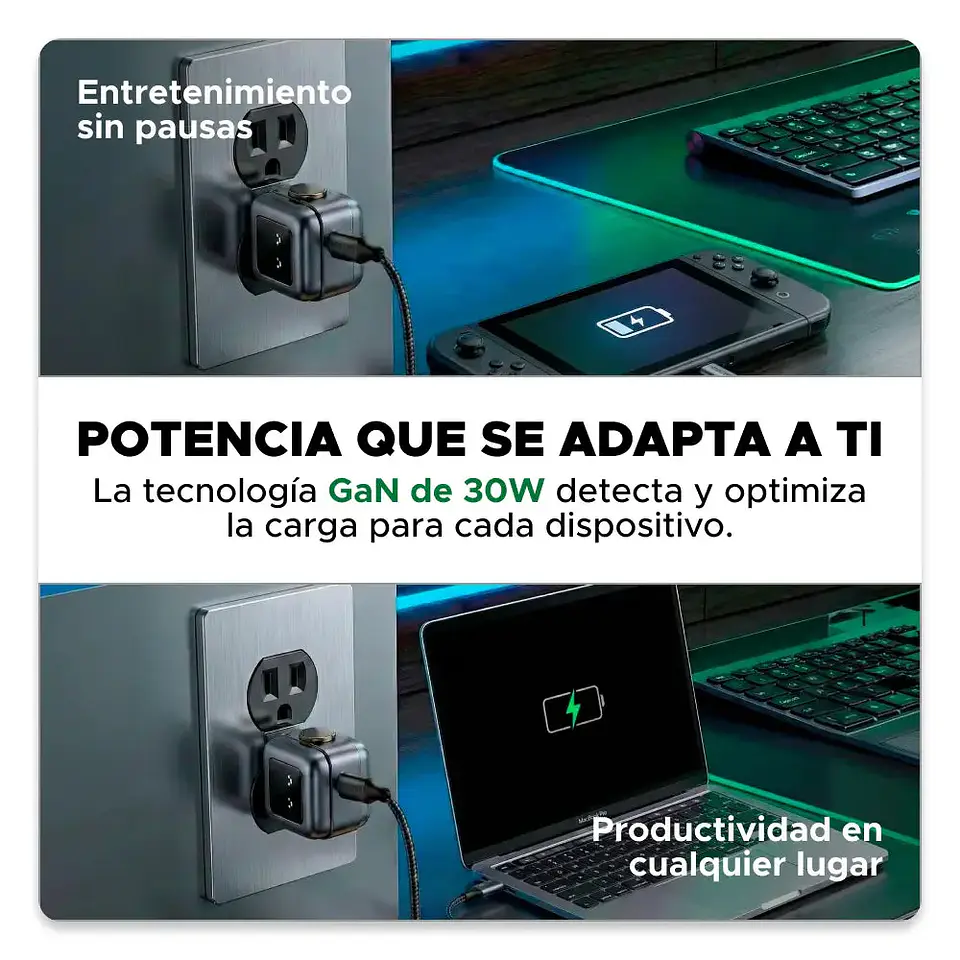 Cargador Mini GaN Robot 30W 2