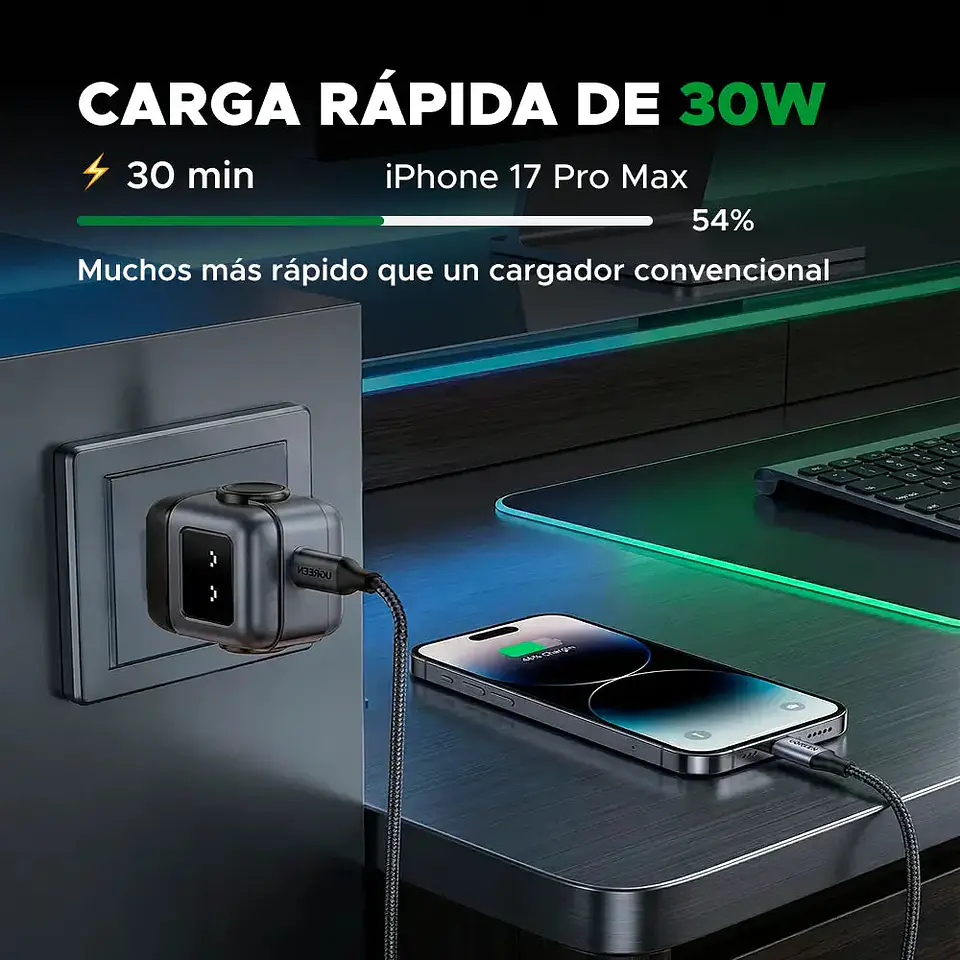Cargador Mini GaN Robot 30W 3