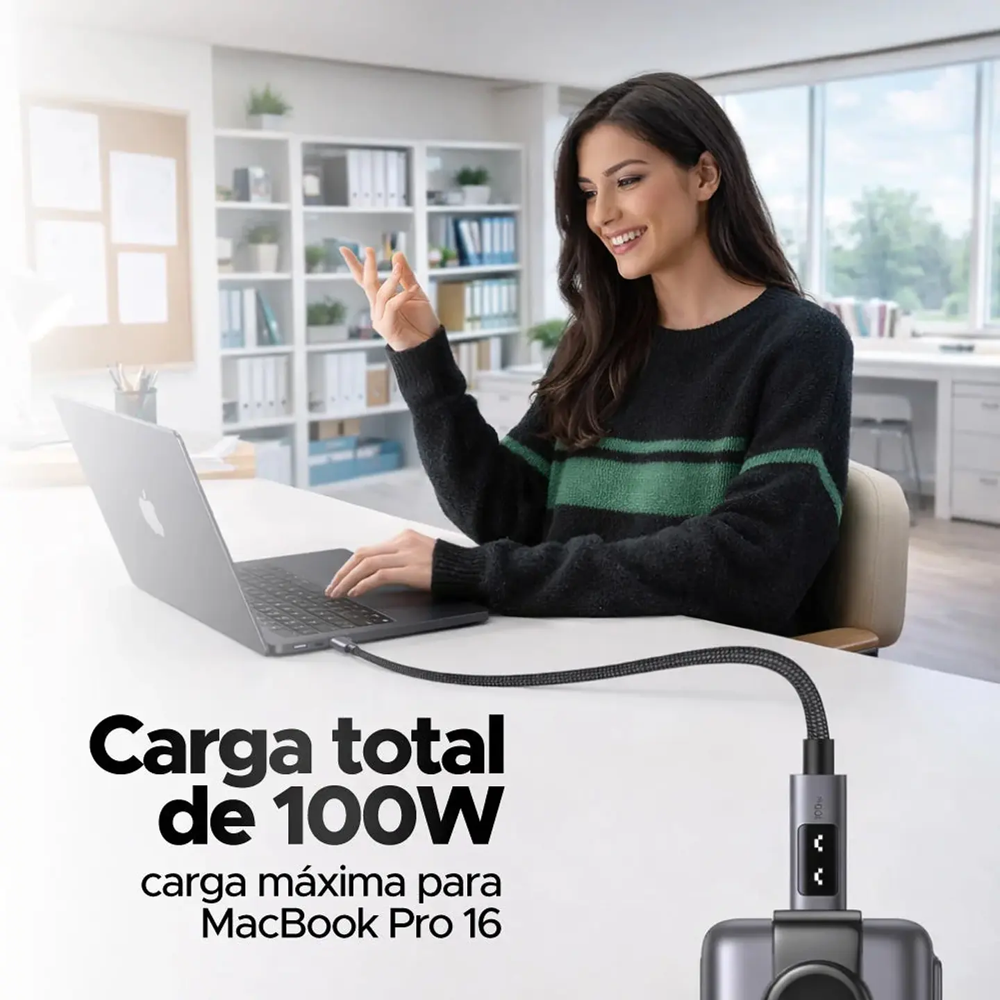 Cable USB-C 100W con Pantalla Digital LED 3