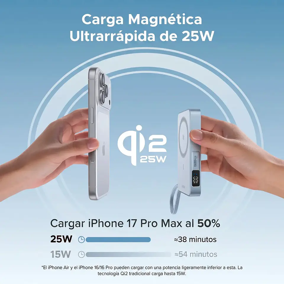 Power Bank Magnética 10.000mAh 25W Qi2.2 2