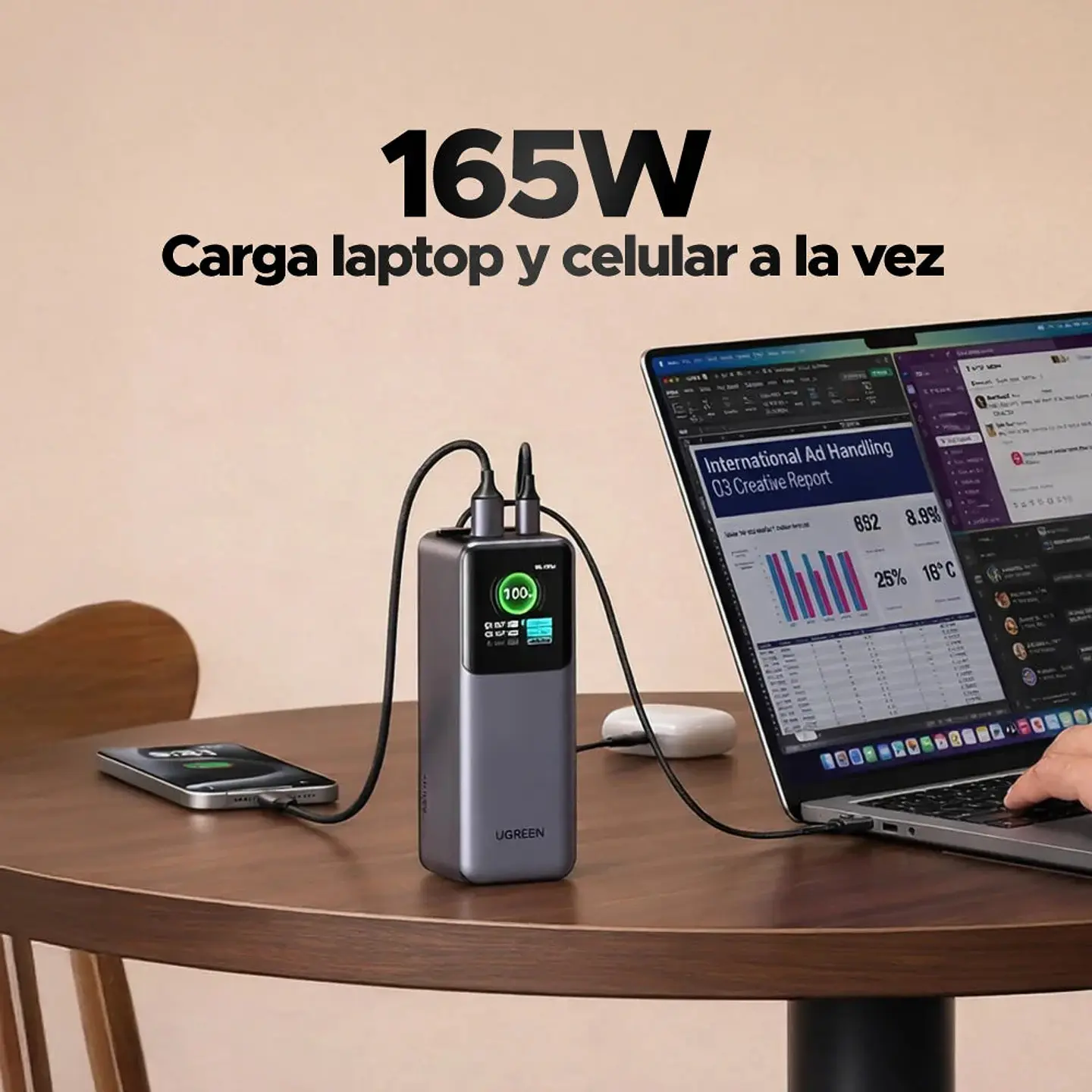Power Bank Pro 165W (20.000mAh) con Cable Retráctil 2