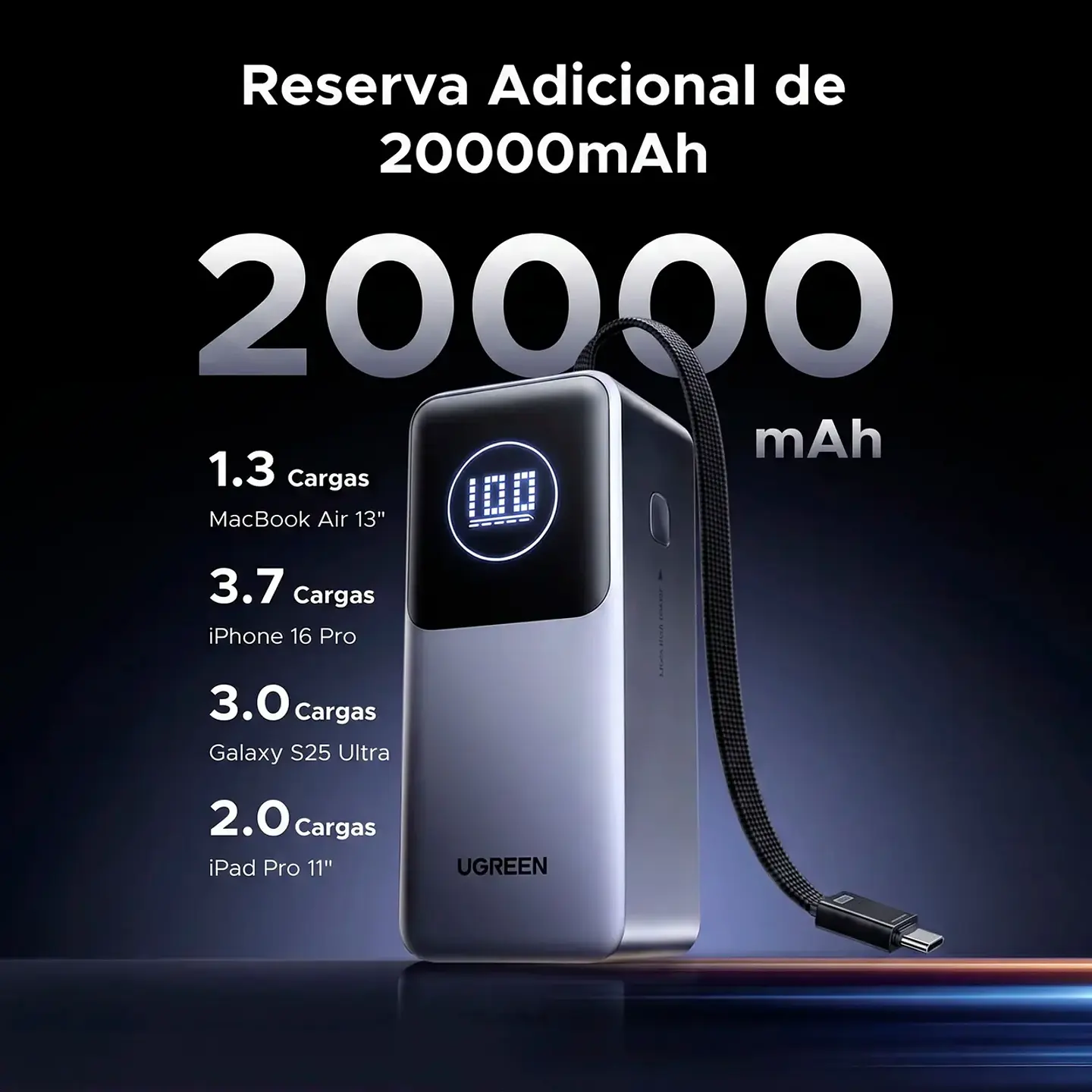 Power Bank Pro 130W (20.000mAh) con Cable Integrado 3