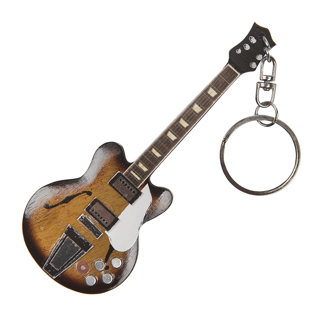 Llavero de guitarra en miniatura de madera 355