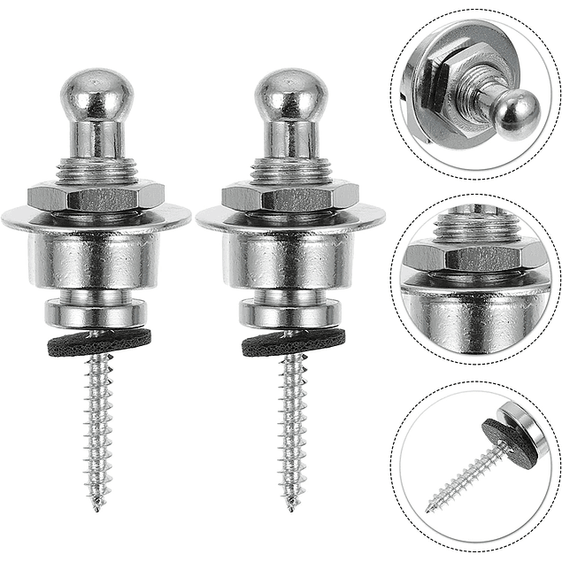 Set De 2 Clavijas De Bloqueo Para Correa De Guitarra Plata