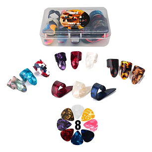 Set De Uñetas Con Estuche (12 Piezas) Pulgar Y Dedo Gris Mediano