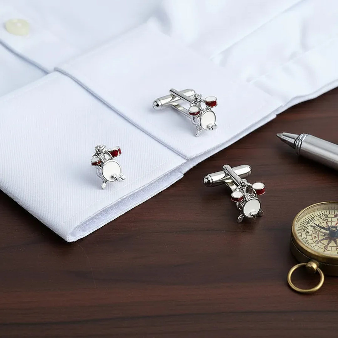 Colleras Gemelos Decomusic Modelo Batería Para Hombre 1