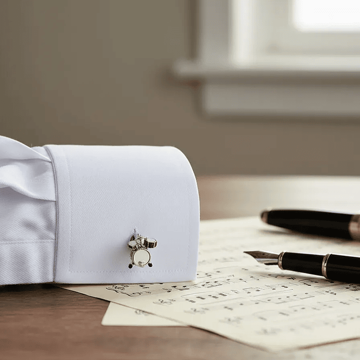 Colleras Gemelos Decomusic Modelo Batería Para Hombre 7