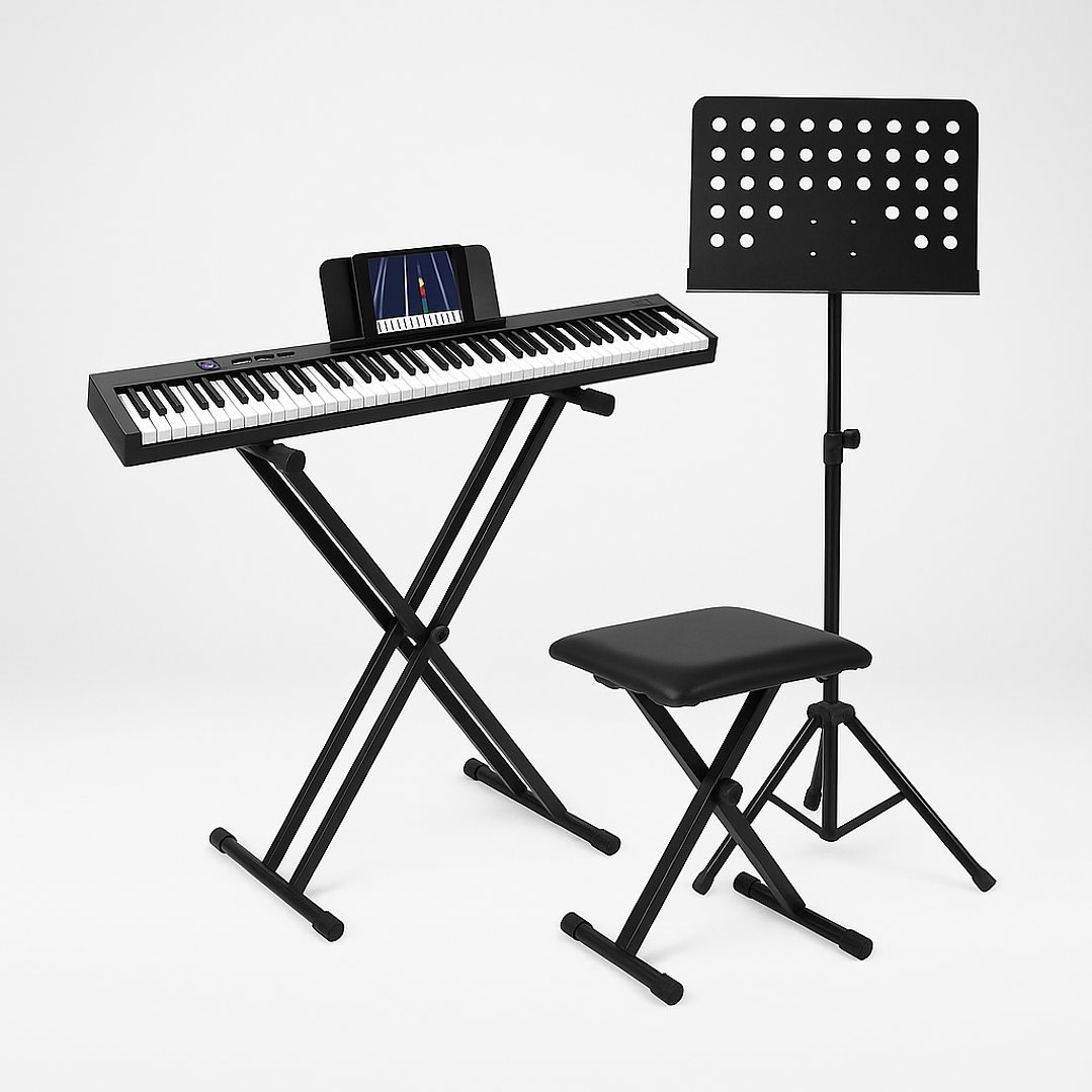 Set Teclado Órgano Plegable 88 notas + Atril+ Sillín+ Director 1