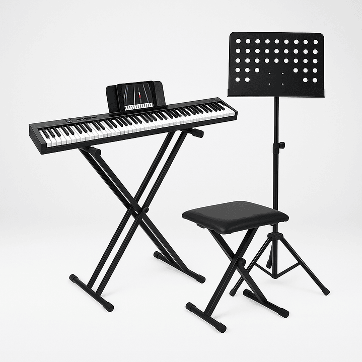 Set Teclado Órgano Plegable 88 notas + Atril+ Sillín+ Director 1
