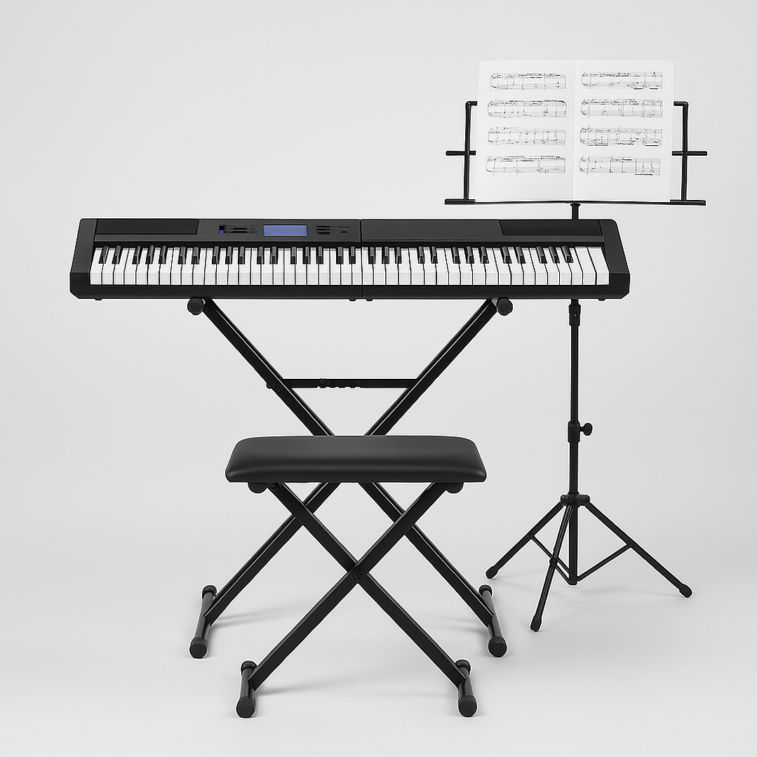 Set Teclado Órgano Plegable 88 notas + Atril+ Sillín+ Director 2