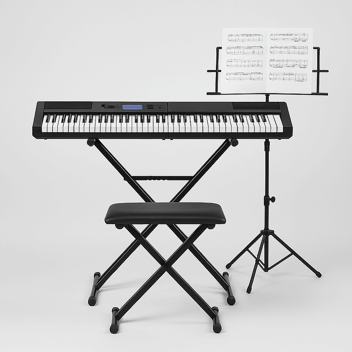 Set Teclado Órgano Plegable 88 notas + Atril+ Sillín+ Director 2