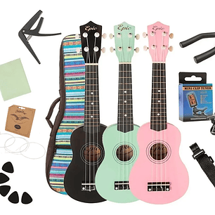 Ukelele Soprano Colores Full Bolso y Accesorios