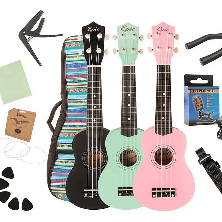 Ukelele Soprano Colores Full Bolso y Accesorios 1