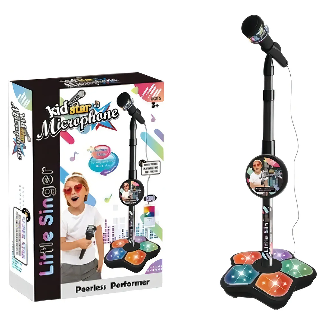 Micrófono para instrumentos musicales de karaoke con pedestal para niños, color negro 1