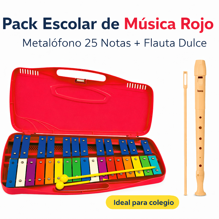 Pack Escolar de Música Metalófono 25 Notas + Flauta Dulce 3