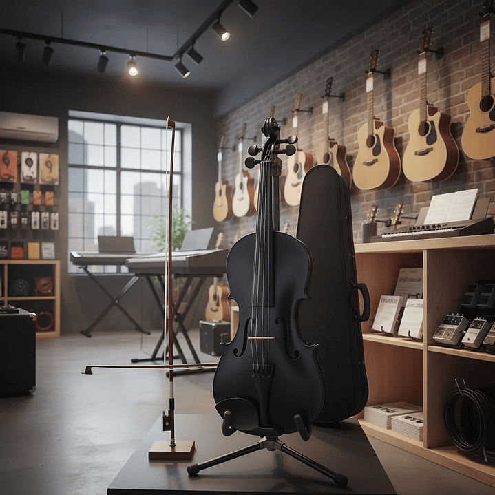 Violín 4/4 Negro para Principiantes con Estuche y Accesorios 7