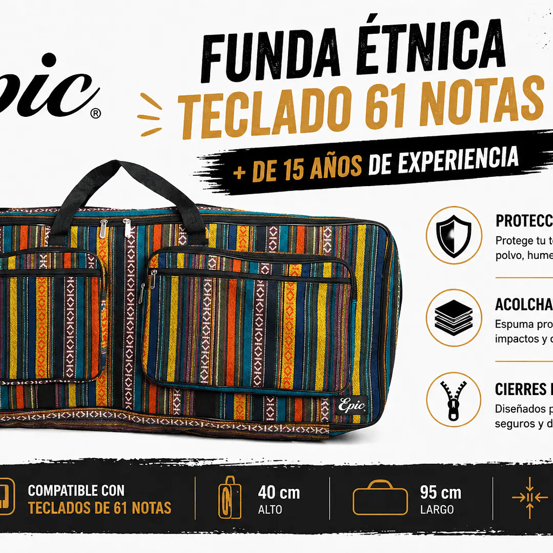 Funda para Teclado 61 Teclas Acolchada Multicolor – Bolso de Transporte 6