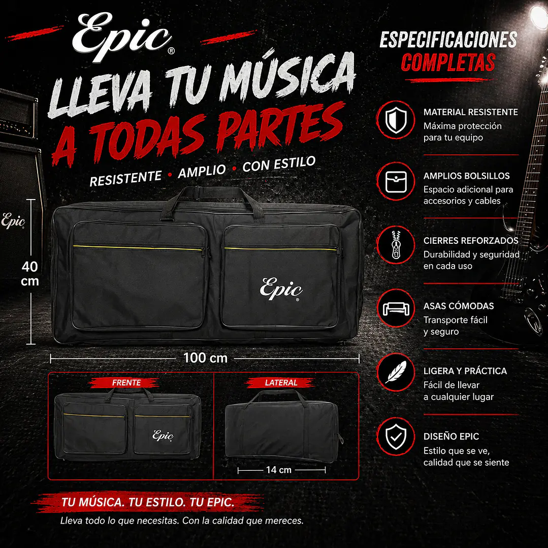 Funda para Teclado 61 Teclas Acolchada Pro – Bolso de Transporte 5