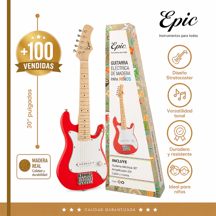 Pack Guitarra Eléctrica Niños 6-10 años + Amplificador + Accesorios 5
