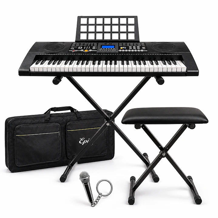 Pack Teclado Electrónico 61 Teclas + Soporte + Banqueta + Funda | Ideal Principiantes 1