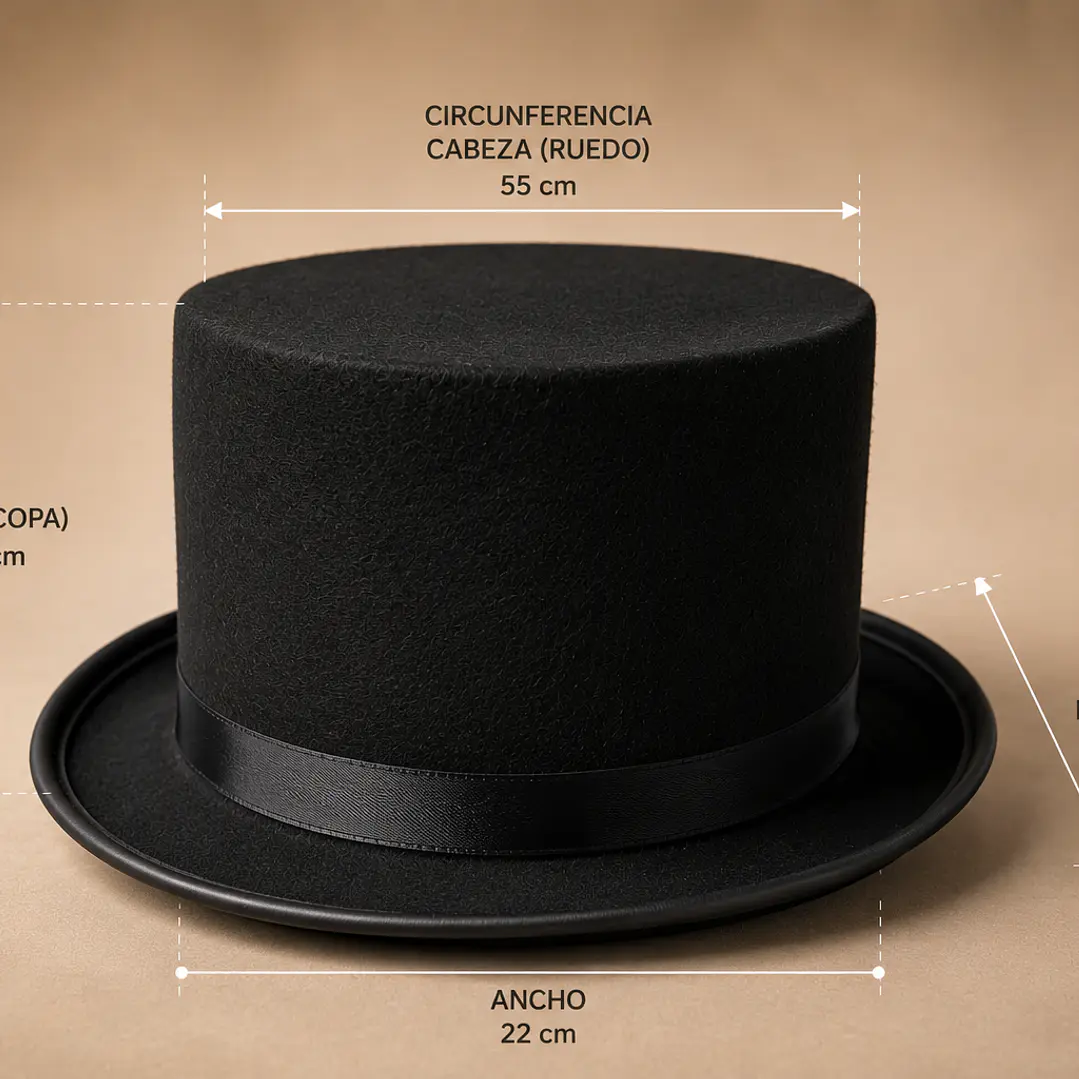 Sombrero De Tela Copa Alta Negro Decomusic 2