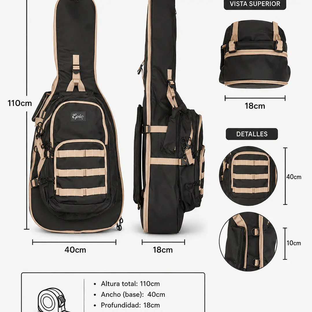 Bolso para Guitarra Eléctrica Acolchado Waterproof con Mochila 9