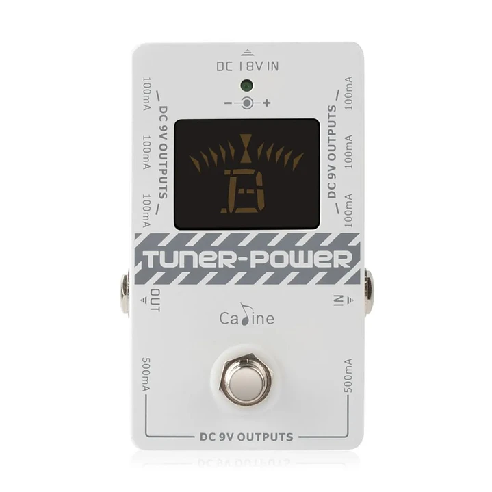 Caline CP-09 Fuente de Pedales y Afinador Tuner 2 en 1 Blanco 1