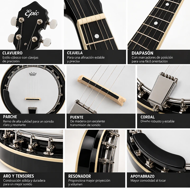 Banjo Resonador 5 cuerdas EPIC 7