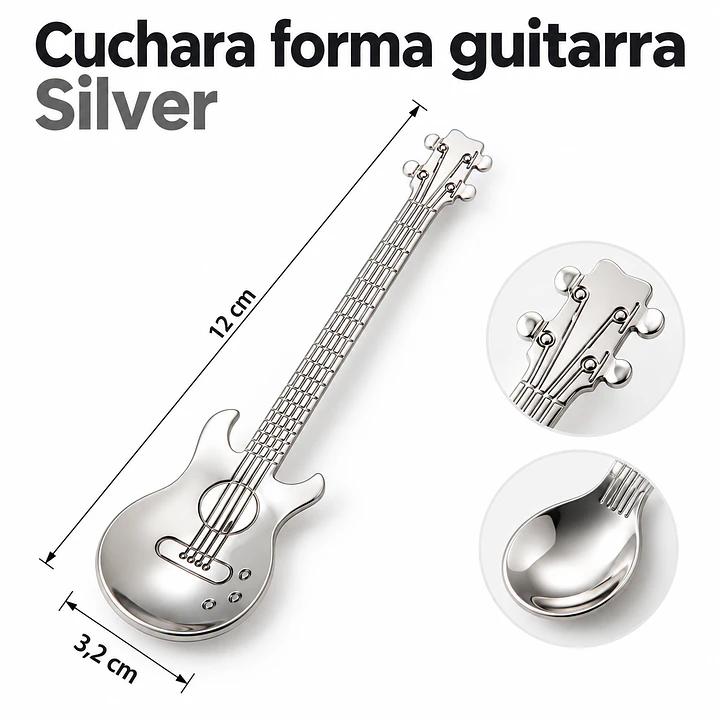 Cuchara forma guitarra Silver 2